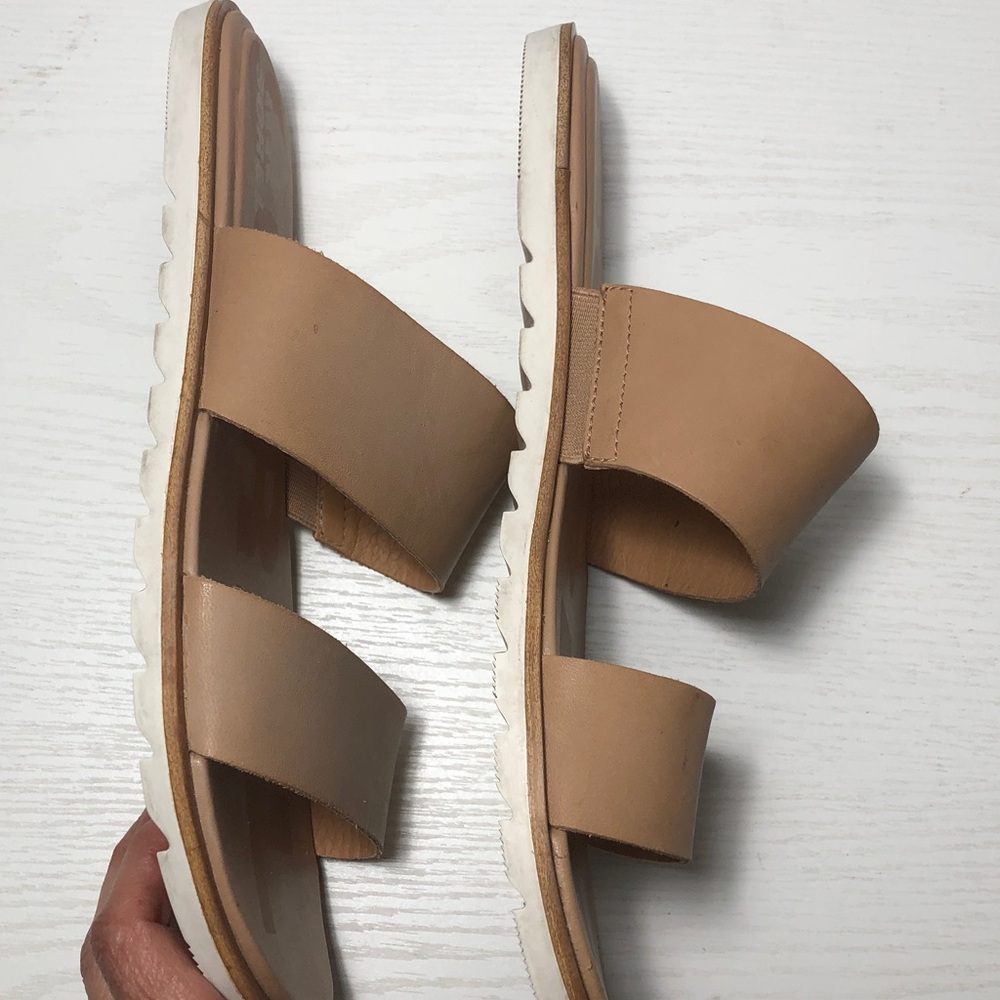 Sorel Ella II Leather Slide Sandal Tan Women’s Size 8 - Picture 4 of 11